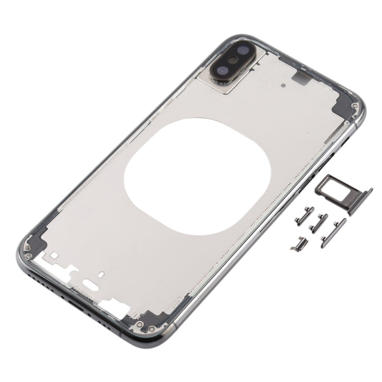 Coque arrière transparente avec objectif de caméra et plateau de carte SIM et touches latérales pour iPhone XS (noir)