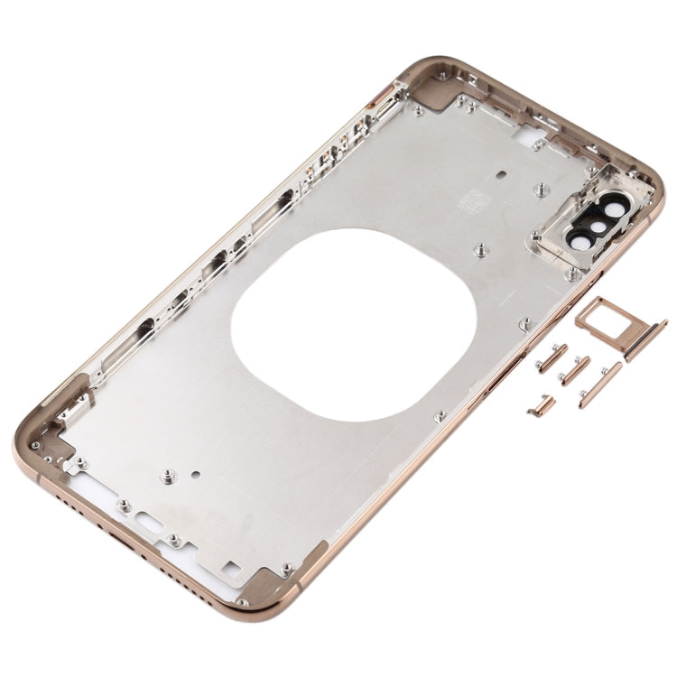 Carcasa Trasera Transparente con Lente de Cámara y Bandeja de Tarjeta SIM y Teclas Laterales Para iPhone XS (Dorado)