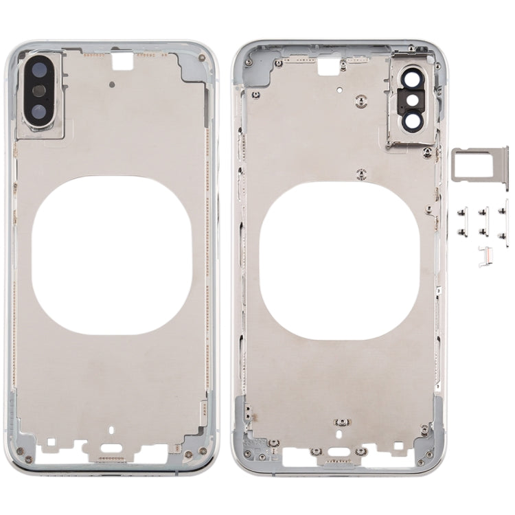 Carcasa Trasera Transparente con Lente de Cámara y Bandeja de Tarjeta SIM y Teclas Laterales Para iPhone XS (Blanco)