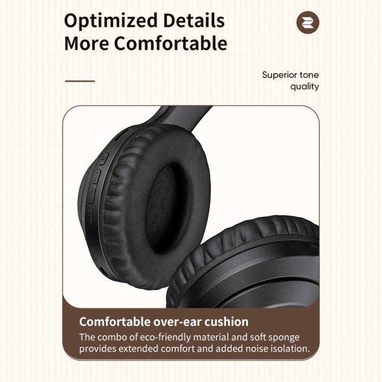 Rock Space O2 HiFi Bluetooth 5.0 Wireless Headphones with Microphone Support TF Card (Black)