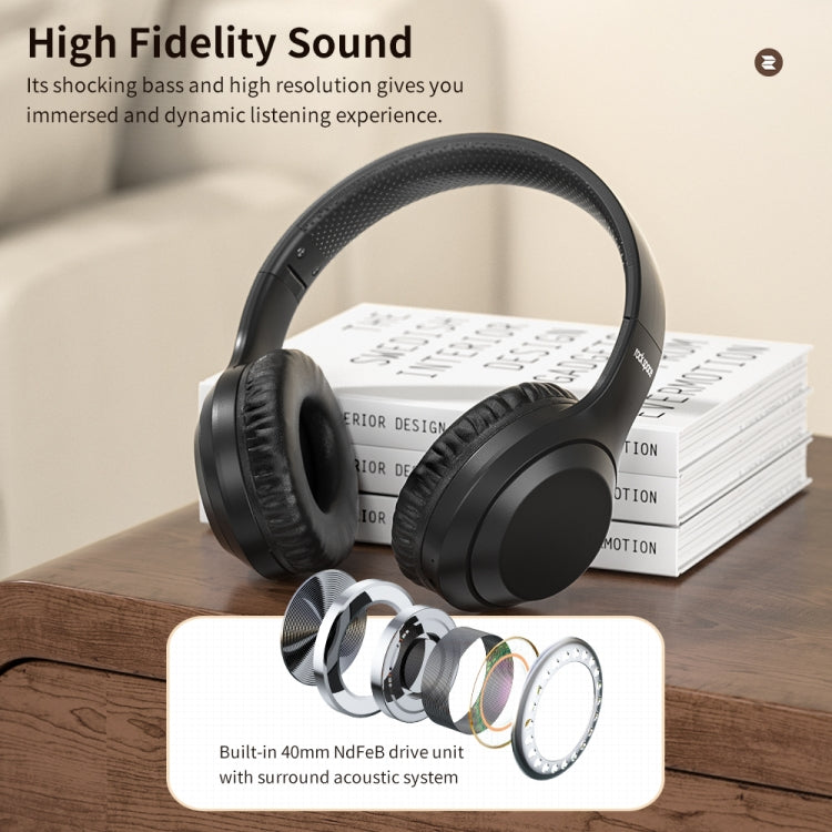 Rock Space O2 HiFi Bluetooth 5.0 Auriculares Inalámbricos con Micrófono compatible con Tarjeta TF (Negro)