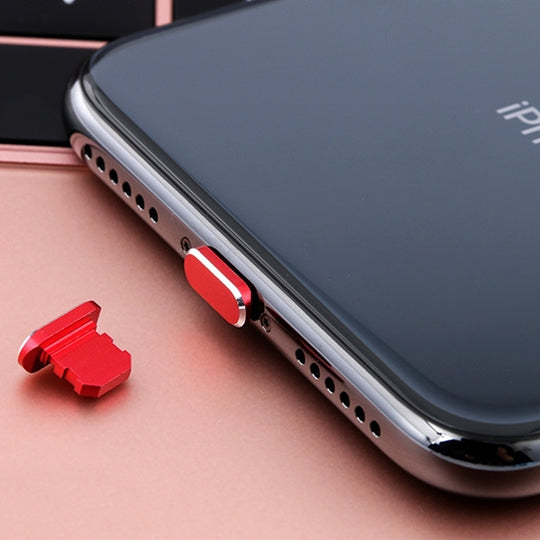 Universal Metal Dustproof Plug with 8 Pin Charging Port for iPhone (Red)