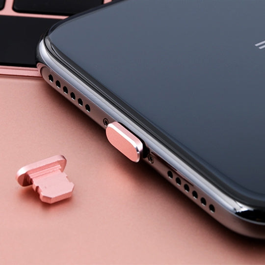 Universal Metal Dustproof Plug with 8 Pin Charging Port for iPhone (Rose Gold)