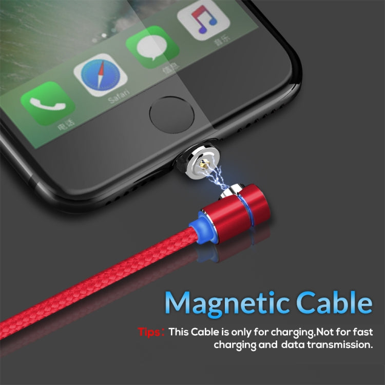 TOPK 1m 2.4A Max USB to 8 Pin + USB-C / Type-C + Micro USB 90 Degree Elbow Magnetic Charging Cable with LED Indicator (Red)