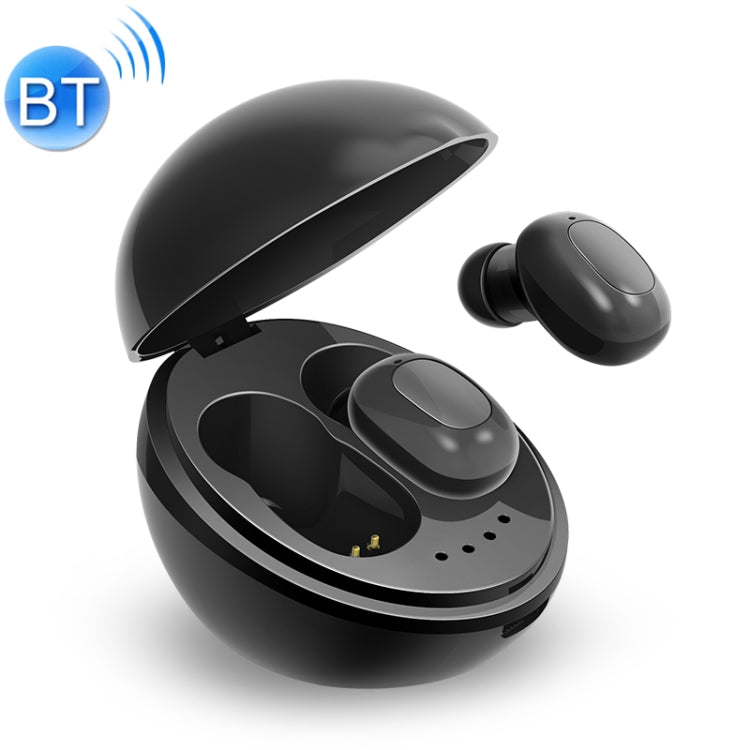 A10 TWS Space Capsule Shape Auricular Inalámbrico Bluetooth con caja de Carga Magnética y cordón compatible con llamadas HD y emparejamiento automático Bluetooth (Negro)