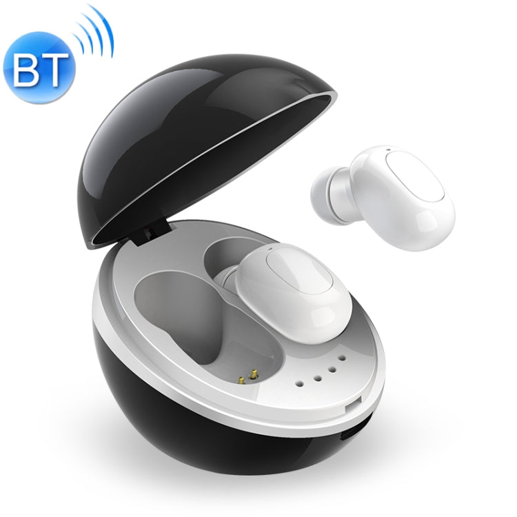 Casque Bluetooth sans fil en forme de capsule spatiale A10 TWS avec boîtier de charge magnétique et lanière prenant en charge les appels HD et le couplage automatique Bluetooth (noir blanc)