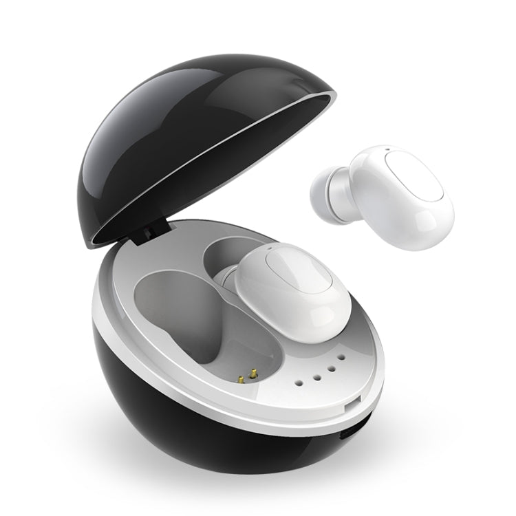 Casque Bluetooth sans fil en forme de capsule spatiale A10 TWS avec boîtier de charge magnétique et lanière prenant en charge les appels HD et le couplage automatique Bluetooth (noir blanc)