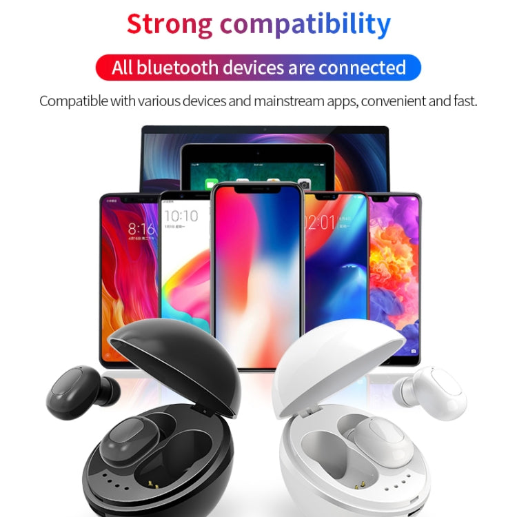 A10 TWS Space Capsule Shape Wireless Bluetooth Headphones with Magnetic Charging Box and Lanyard Support HD Calls and Bluetooth Auto Pairing (Black White)
