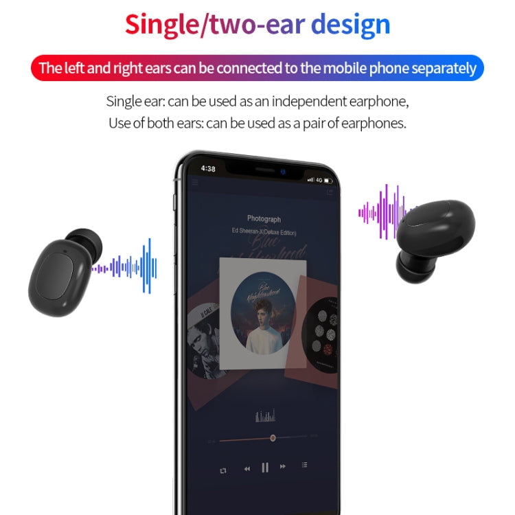 A10 TWS Space Capsule Shape Wireless Bluetooth Earphone with Magnetic Charging Box and Lanyard Supports HD Calls and Bluetooth Auto Pairing (Black)