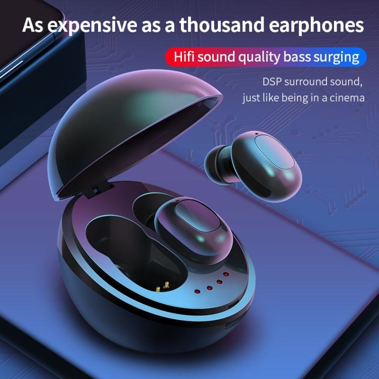 A10 TWS Space Capsule Shape Wireless Bluetooth Earphone with Magnetic Charging Box and Lanyard Supports HD Calls and Bluetooth Auto Pairing (Black)