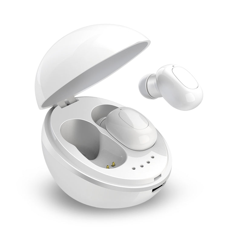 A10 TWS Space Capsule Shape Auricular Inalámbrico Bluetooth con caja de Carga Magnética y cordón compatible con llamadas HD y emparejamiento automático Bluetooth (Blanco)
