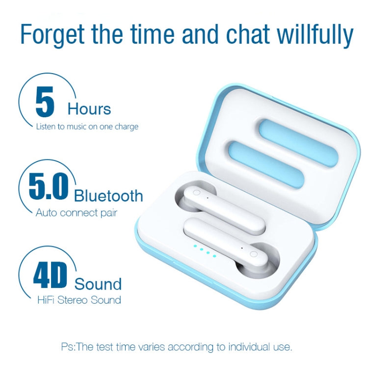 X26 TWS Bluetooth 5.0 Touch Wireless Bluetooth Earphone with Magnetic attraction Charging box Voice assistant and support call (Blue)