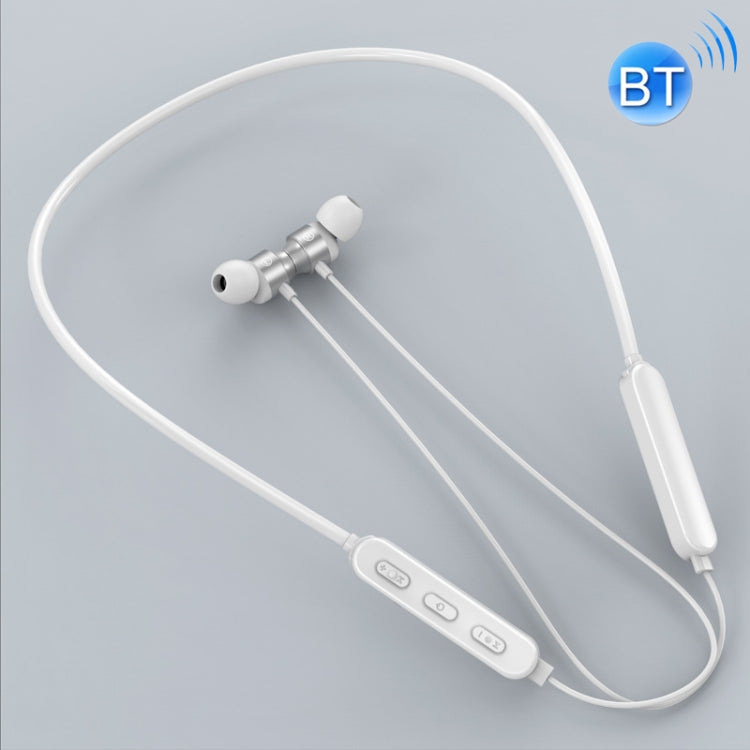 Neck-mounted Round Cable Bluetooth 5.1 Sports Earphone with Magnetic Function (White)