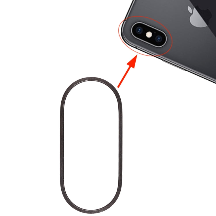 Anneau de protection en métal avec lentille en verre pour appareil photo arrière pour iPhone XS et XS Max (Noir)