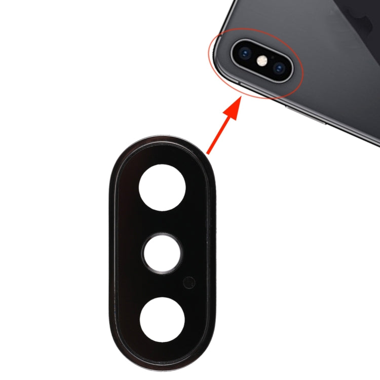 Lunette de caméra arrière avec cache d'objectif pour iPhone XS / XS Max (Noir)
