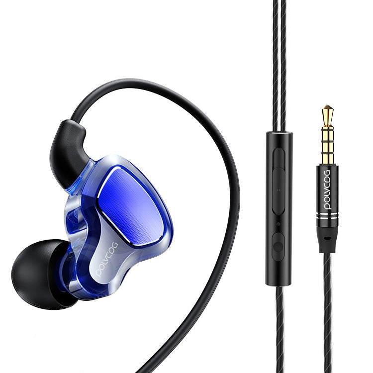 POLVCDG D6T Écouteurs stéréo filaires intra-auriculaires mobiles à interface double cercle de 3,5 mm pour Xiaomi / OPPO / Huawei / Vivo Version de réglage améliorée (Bleu saphir)