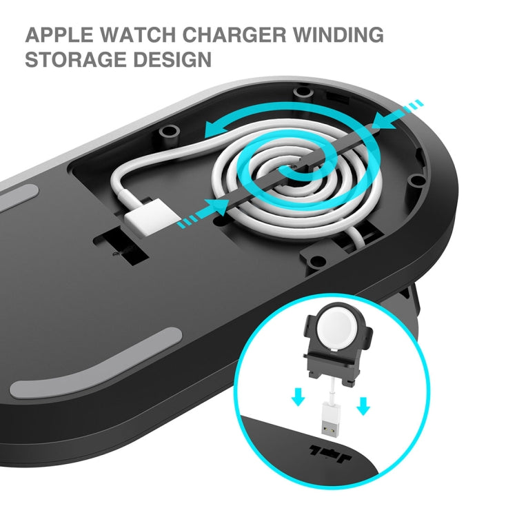 A04 3 in 1 Multifunction Qi Standard Wireless Charger for iWatch Mobile Phones and AirPods (Black)