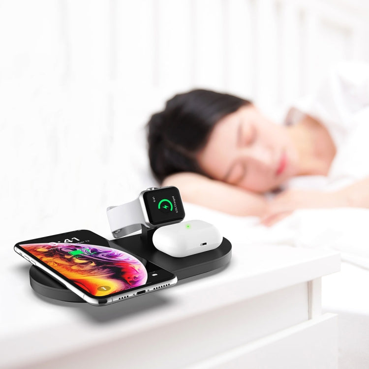 A04 3 in 1 Multifunction Qi Standard Wireless Charger for iWatch Mobile Phones and AirPods (Black)