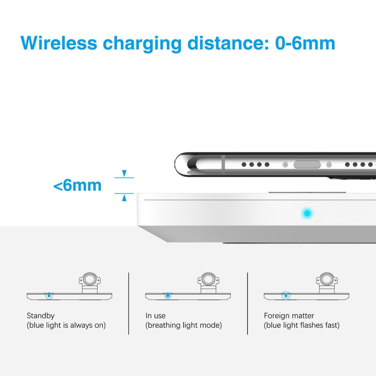 A04 Chargeur sans fil multifonction Qi Standard 3 en 1 pour téléphones mobiles iWatch et AirPods (Blanc)