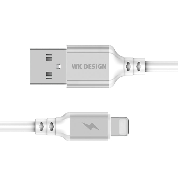 WK WDC-073 1m 2.4A Salida Smart Series USB a Cable de Carga de Sincronización de Datos de corte automático de 8 Pines (Blanco)