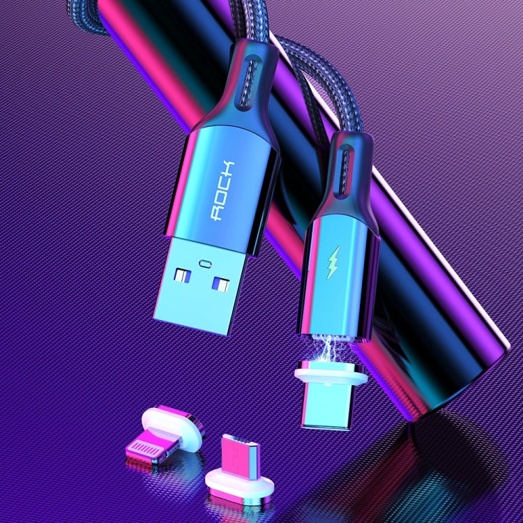 Rock G13 5A 3 en 1 8 broches + Micro USB + Type-C / USB-C Câble de données de charge rapide magnétique multifonction Longueur : 2 m (noir)
