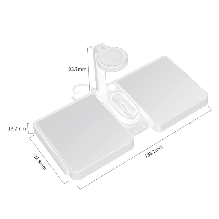 K04 Chargeur sans fil standard Qi 4 en 1 10 W pour téléphones mobiles iWatch et AirPods (Blanc)