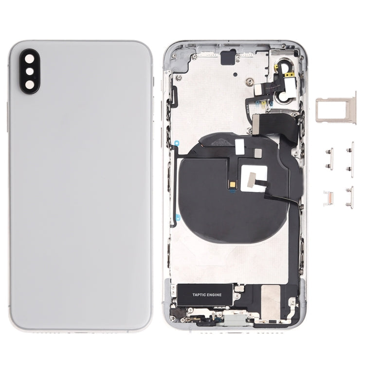 Battery Back Cover Assembly (with Side Keys Speaker Motor Camera Lens Card Tray and Power Button + Volume Button + Charging Port + Signal Flex Cable and Wireless Charging Module) for iPhone XS (White)