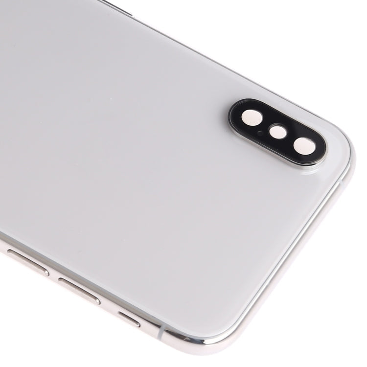 Battery Back Cover Assembly (with Side Keys Speaker Motor Camera Lens Card Tray and Power Button + Volume Button + Charging Port + Signal Flex Cable and Wireless Charging Module) for iPhone XS (White)