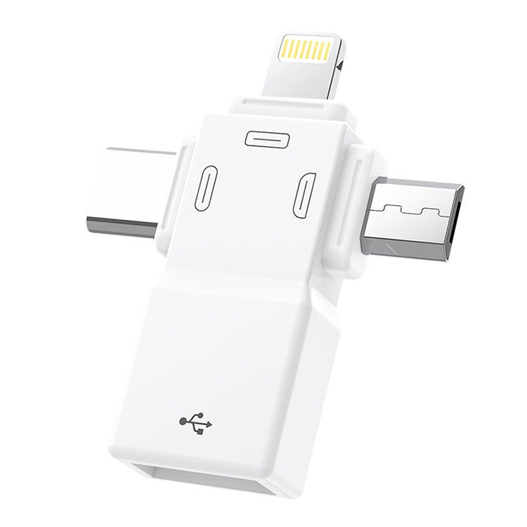 Adaptateur USB 2.0 à 8 broches + USB-C / Type-C + Micro USB OTG