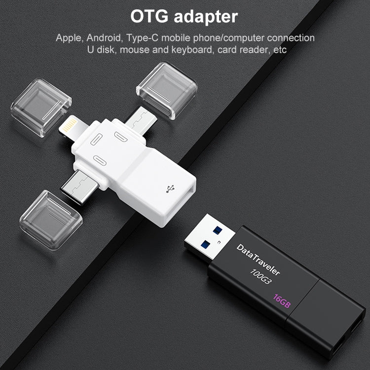 Adaptador USB 2.0 a 8 Pines + USB-C / Type-C + Micro USB OTG