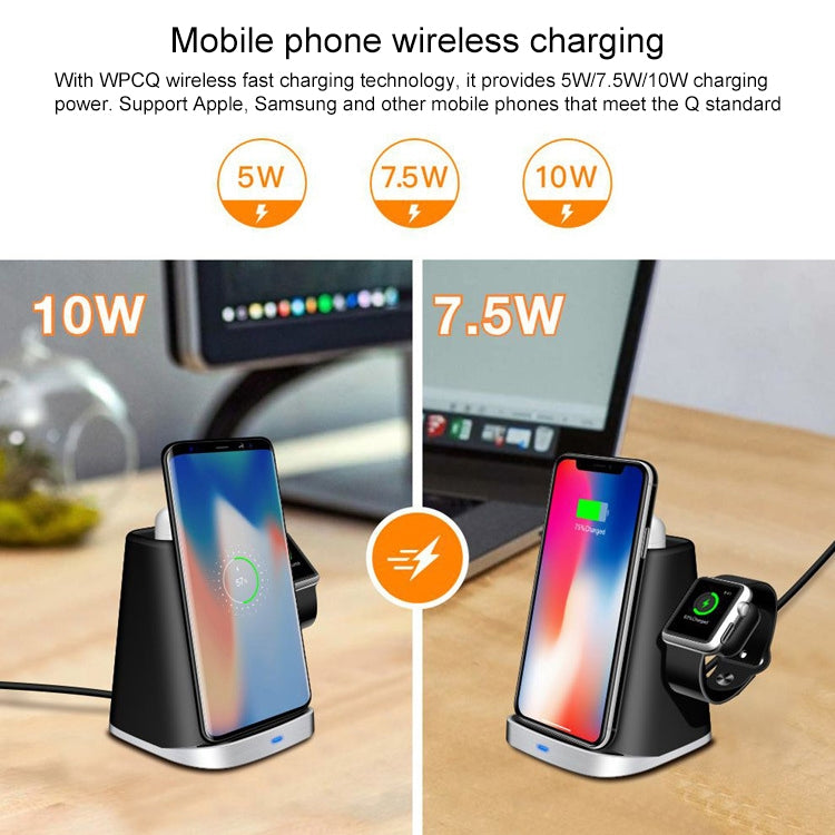 P8x Qi Standard 3 in 1 Multifunctional Wireless Charger for iPhone / Qi Phone and iWatch Airpods