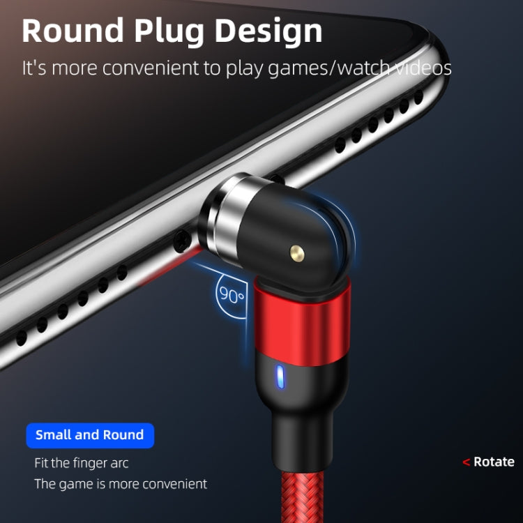 1m 2A Output 3 in 1 USB to 8 Pin + USB-C / Type-C + Micro USB Nylon Braided Swivel Magnetic Charging Cable (Red)