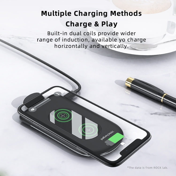 Rock W30 15W Wireless Charger for Mobile Phone Foldable Desktop Stand (Black)
