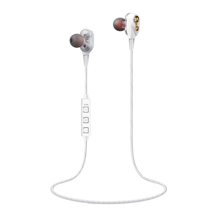 XT-21 Bluetooth 4.2 Auriculares Inalámbricos de Bluetooth Deportivos de cuatro altavoces con cuello (Blanco)