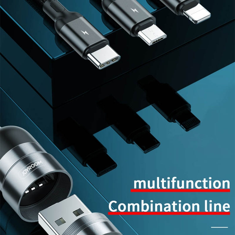 Joyroom S-M401 Multifonction Série 3 en 1 3,5 A USB-C / Type-C / 8 broches / Micro USB vers USB Câble de données en tissu Longueur : 1,2 m + 0,3 m (Noir)
