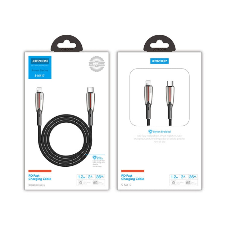 Joyroom S-M417 Roma Series PD Fast Charging Cable 8-Pin to USB-C / Type-C Fabric Data Cable Length: 1.2m (Black)