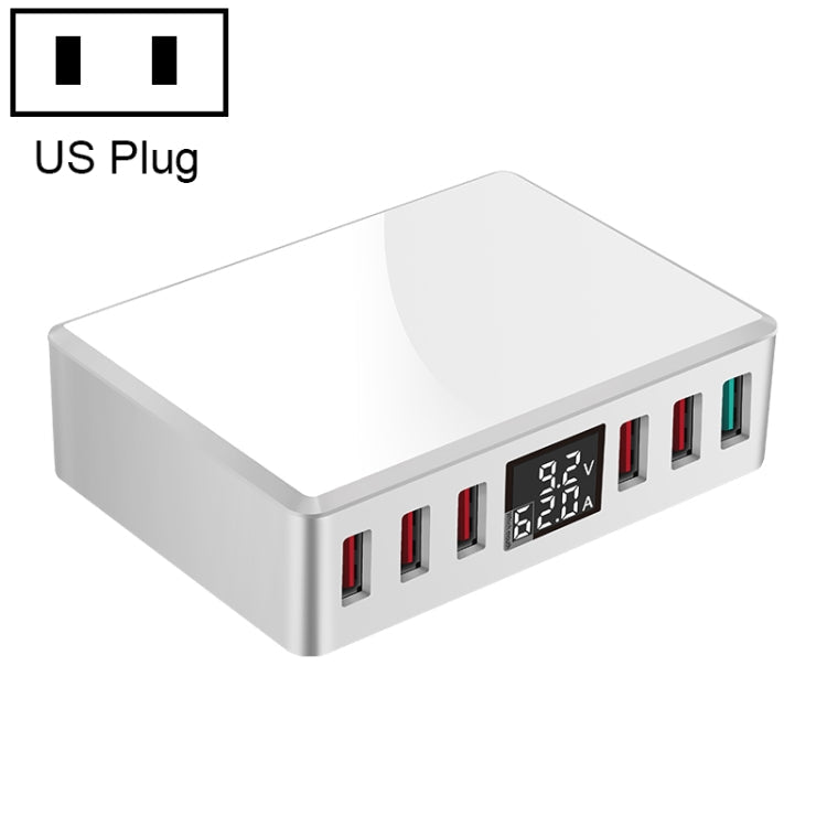 WLX-T9+ 40W Mini chargeur USB multifonction 6 en 1 avec affichage numérique intelligent (Blanc)