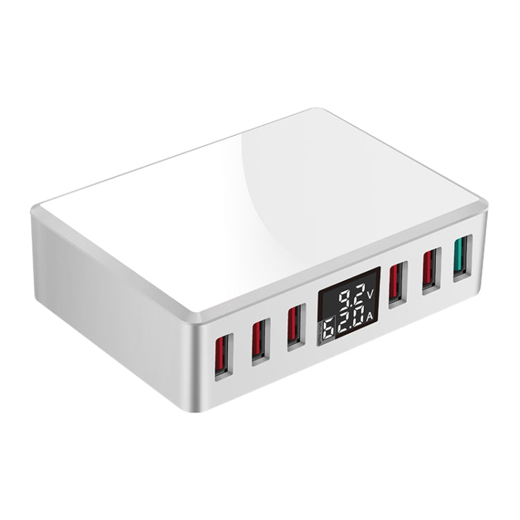 WLX-T9+ 40W Mini chargeur USB multifonction 6 en 1 avec affichage numérique intelligent (Blanc)
