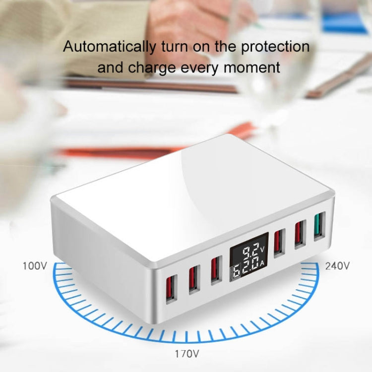WLX-T9+ 40W 6 in 1 Mini Multifunction USB Charger with Smart Digital Display (White)