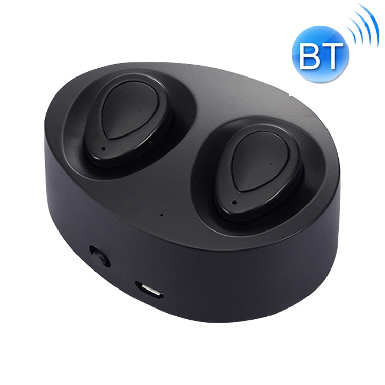 TWS-K2 Mini V4.1 Wireless Bluetooth Stereo Headphones with Charging Case (Black)