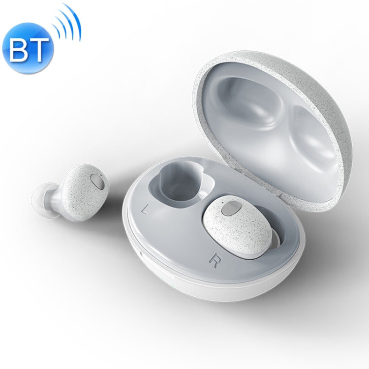 TWS-T2 Mini V5.0 Auriculares Inalámbricos Stereo Bluetooth con Estuche de Carga en forma de adoquín (Blanco)