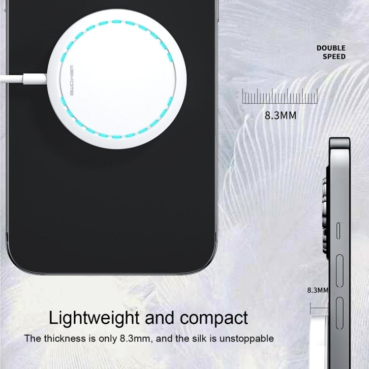 WK WP-U92 Chargeur sans fil magnétique ultra-mince 15 W avec voyant lumineux (Blanc)