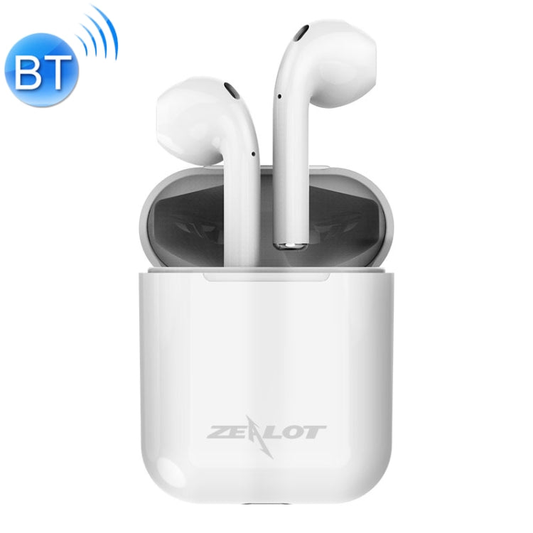 ZEALOT H20 TWS Bluetooth 5.0 Touch Wireless Bluetooth Headphones with Magnetic Charging Box Support Stereo Call and Real-time Display Power (White)