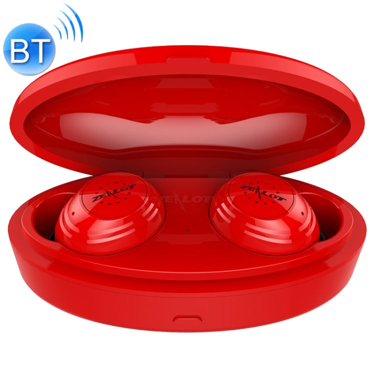 ZEALOT H19 TWS Bluetooth 5.0 Touch Wireless Bluetooth Earphone with Magnetic Charging Box Supports HD Calls and Bluetooth Auto Connect (Red)