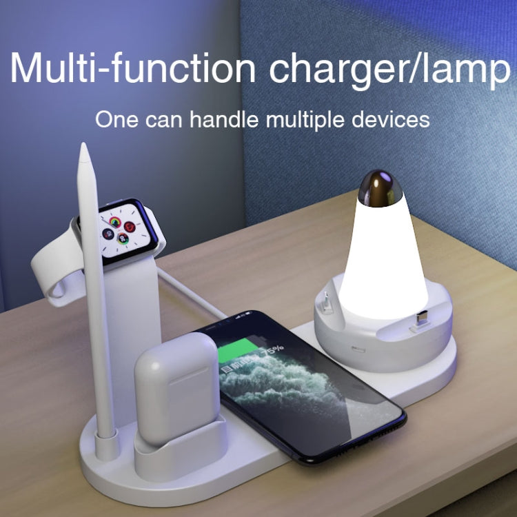 WS7 10W 2 USB Ports + USB-C / Type-C Port Multifunction Desk Lamp + Qi Wireless Charging Charger (Pink)