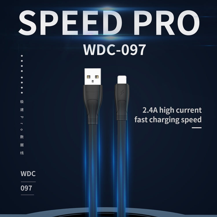 WK WDC-097 1m 2.4A Velocidad de salida Pro Series USB a Cable de Carga de Sincronización de Datos de 8 Pines (Negro)