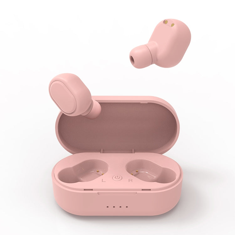 TWS TWS-M1 Bluetooth Headphones with Magnetic Charging Box Connection Support and Call Memory and Battery Display Function (Pink)