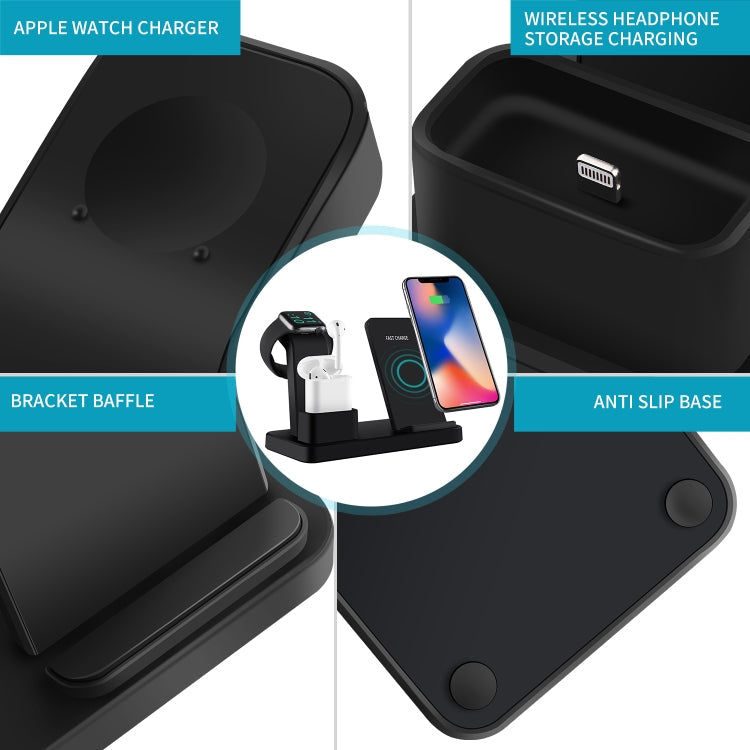 Q12 3 in 1 Fast Wireless Charger for iPhone Apple Watch AirPods and other Android Smartphones (Black)