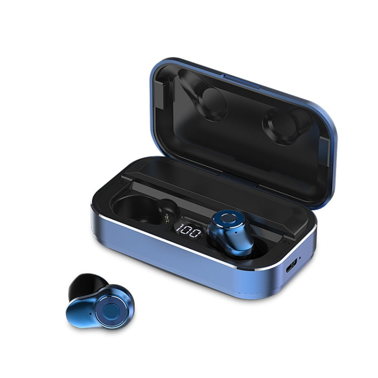 A6 TWS Bluetooth 5.0 Touch Wireless Bluetooth Headphones with Charging Box and LED Smart Digital Display Voice Assistant Memory Connection and HD Call (Blue)