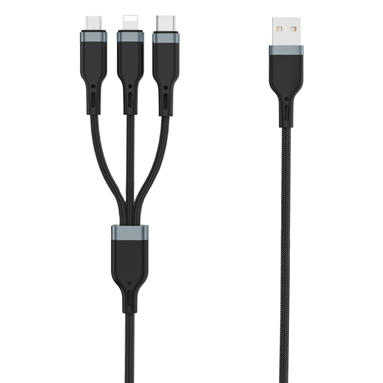 WIWU PT05 3 in 1 USB to USB-C / Type-C + 8 PIN + Micro USB Platinum Data Cable Cable length: 1.2m (Black)